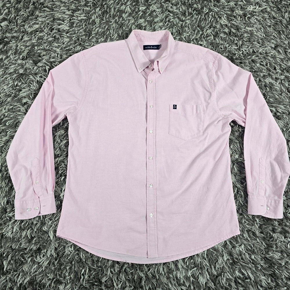 Tackle & Tides Mens XL Light Pink Long Sleeve Button Down Oxford Shirt Stretch